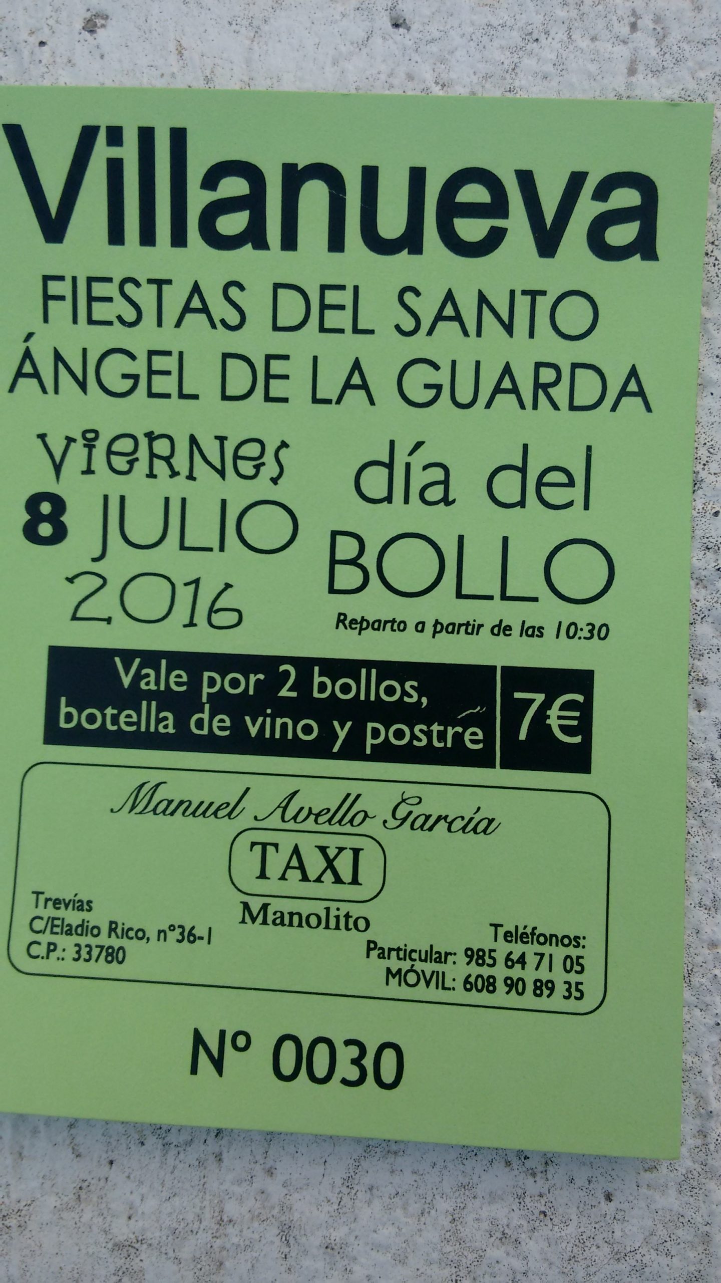 Ticket del Día del Bollo de Villanueva